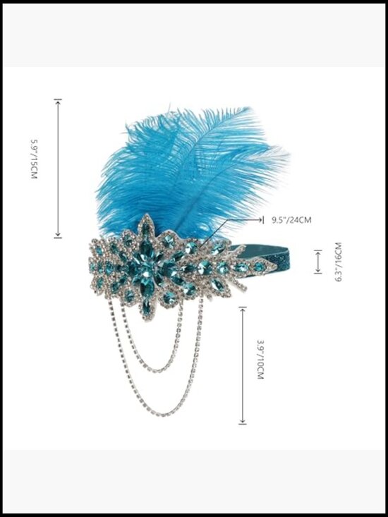 Feather Headpiece 1920s Flapper Headband Bling Rhinestone Great Gatsby Headwear main image 7